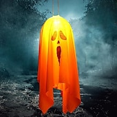 cheap Hallowen Prop Lighting-Halloween Lighted Ghost Horror Creepy Props Fabric Lantern Pumpkin Halloween Decoration Garden Patio Ghost Festival Decoration 4.5V IP42