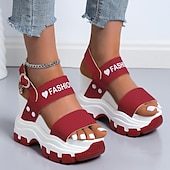 economico Sandali Sportivi-sandali con plateau chunky da donna – sandali sportivi con zeppa neri e bianchi con cinturini regolabili, scarpe estive alla moda per outfit casual e streetwear