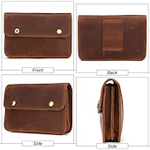 cheap Universal Phone Bags-Men&#039;s Fanny Waist Bag Crazy Horse Genuine Leather Waist Packs Belt Loop Hip Hook Bum Bag Handmade Travel Small Phone Waist Pouch
