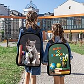 tanie Drukowane plecaki-Męskie Damskie dzieci plecak 3D dostosować plecak Szkoła Codzienny Oksford Duża pojemność Oddychający Lekki Zamek Druk niestandardowy Biały