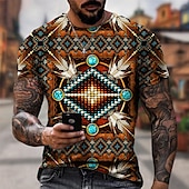 お買い得  愛国心-アメリカンインディアン Ｔシャツ(21) プリント 3D グラフィック柄 用途 男性用 成人 マスカレード 3Dプリント カジュアル／普段着