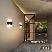 economico applique da esterno-lampada da parete a led per esterni 2w 4w 6w 8w up / down illuminazione interna a doppia testa curva impermeabile ip65 lampada da parete moderna camera da letto lampada ac85-265v