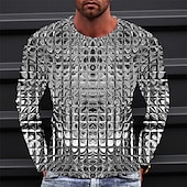 cheap 3D T shirts-Men&#039;s Graphic Gradient Metallic Shirt T Shirt Long Sleeve T shirt 3D Print Crew Neck Shirt Vintage Fashion Designer Outdoor Daily Sports 1 2 3 Spring &amp;  Fall Clothing Apparel S M L XL 2XL 3XL 4XL