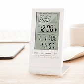 cheap Radios and Clocks-LED Digital Clock Thermometer Hygrometer Gauge Indicator Alarm Clock Indoor/Outdoor Weather Station Automatic Electronic Temperature Humidity Monitor Clock