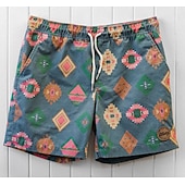 baratos Impressão Geométrica-Homens Gráfico Estampa Geométrica Calção Shorts de verão Shorts de praia Cintura Média Roupa de rua Havaiana Designer Casual Diário Feriado Cintura elástica Impressão 3D Com Cordão Designer Roupa
