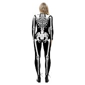 billige Damekostymer-Cosplay kostyme Huddrag Kroppsdrakt Skjelett Kranium Ett Stykke Barne Voksne Dame Karneval Maskerade Mardi Gras Fest Ytelse Enkle Halloween-kostymer Kle deg opp