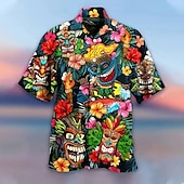 economico Uccelli &amp; Animali-Per uomo Pappagallo Camicia Camicia hawaiana Camicia da campo Manica corta Camicia Collo ripiegabile Hawaiano Originale Informale Esterno Strada Informale Giallo Verde chiaro Rosa Stampa 3D S M L