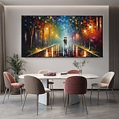 preiswerte Landschaftsgemälde-Ölgemälde handgemalte handgemalte Wandkunst abstrakte Regen Straße Baum Lampe Messer Landschaft Hauptdekoration Dekor gerollte Leinwand kein Rahmen ungedehnt