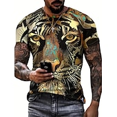 economico Magliette con stampa animale-Per uomo Pop art Animali Leone maglietta Manica corta maglietta Stampa 3D Girocollo Camicia Vintage Di tendenza Originale Esterno Giornaliero Sport Nero Nero rosso Blu Primavera estate Abbigliamento