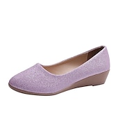 economico Slip-ons e mocassini da donna-ballerine con zeppa glitterate rosa da donna: comode ballerine scintillanti slip-on per uscite casual, feste e uso quotidiano