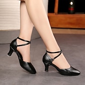 preiswerte Schuhe für Standardtanz und Modern Dance-Damen Schuhe für modern Dance Leistung Partyabend Square Dance Absätze Kubanischer Absatz Schnalle Erwachsene Schwarz Silber Dunkelrot