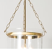 economico Luci a sospensione-lampade a sospensione retro oro rame nero 3 luci appese luce stile industriale paralume in vetro trasparente lampadario illuminazione a soffitto per soggiorno studio apparecchio di illuminazione per