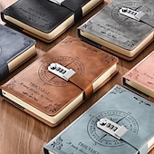 tanie Notatniki i planery-Notes Skórzany A5 z Zamykiem Dziennik z Hasłem dla Studentów Retro Ręcznie Wykonany Gruby Papier Prezent na Powrót do Szkoły Artykuły Papiernicze