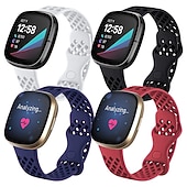 Χαμηλού Κόστους Ζώνες ρολογιών Fitbit-4 Πακέτο Smart Watch Band Συμβατό με Fitbit Versa 3 Sense Versa 4 Sense 2 σιλικόνη Εξυπνο ρολόι Λουρί Αδιάβροχη Ρυθμιζόμενο Αθλητικό Μπρασελέ Αντικατάσταση Περικάρπιο