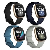 economico Cinturini per orologi Fitbit-4 pezzi Cinturino intelligente Compatibile con Fitbit Versa 4 Sense 2 Versa 3 Sense Silicone Orologio intelligente Cinghia Regolabili Donne Uomini Cinturino sportivo Sostituzione Polsino