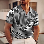 levne Pánské geometrické polo-Pánské Grafika Polokošile Golfová košile Krátký rukáv Polo tričko Do V Na běžné nošení Oblečení na dovolenou Rave Wear Párty oblečení 3D tisk Námořnická modř Vodní modrá Hnědá