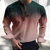 voordelige Overhemden voor heren-Voor heren Overhemd Verloop Buiten Casual Blozend Roze blauw Groen Khaki Lange mouw V-hals Zomer Herfst Kleding Afdrukken