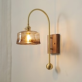 economico Lampade LED da parete-lightinthebox applique da parete a led in vetro a 1 luce, applique moderna e27, applique da parete minimalista quadrata in vetro marrone, lampada da parete moderna ad angolo regolabile, per studio