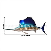 preiswerte Wanddekoration aus Metall-1 Stück Metall-Fisch-Wanddekoration, Wandkunst tropische Fischskulptur, Segelfisch-Metall-Schmiedeeisen-Silhouette, Kunsthandwerk, Innenwand, Heimdekoration