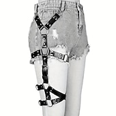abordables Accesorios y más-Arnés gótico de una sola pierna, cinturón de liga punk, cinturón ajustable con remaches negros para el muslo, accesorios vaqueros para mujer