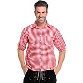 economico pantaloni di pelle-Birra Oktoberfest Costume Lederhosen Camicia Cappello alpino Bavarese Bavarese Tedesco Monaco di Baviera Prati Per uomo Panno in stile tradizionale Blusa Shorts Cappello