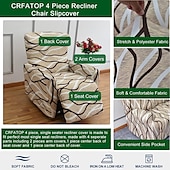 baratos Cadeira Reclinável &amp; Cadeirões-Capas de sofá reclinável de um assento capa de cadeira reclinável capa de móveis para sofá reclinável capa floral com fundo elástico (inclui 1 capa de encosto, 1 capa de assento, 2 capas de apoio de