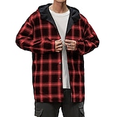 olcso Férfi felsőingek-Férfi Gombos póló Ingkabát Overshirt Hétköznapi viselet Fekete Rubin Medence Hosszú ujj Ruházat