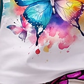 ieftine Desen animat 3D al fetei-Fete 3D Grafic Fluture Tricou Manșon scurt Tipărire 3D Vară Primăvară Activ Modă Drăguţ 100% Bumbac Copii 3-12 ani În aer liber Casual Zilnic Fit regulat