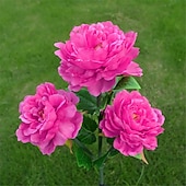 cheap Ground Lights-3 Heads Solar Peony Outdoor Simulation Flower Lamp LED Artificial Flower Ground Lamp  Garden and Courtyard Decorative Lights Holiday Party Decorative Lights