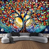 cheap Tree of Life Tapestry-L.T.HOME Tree of Life Hanging Tapestry Stained Glass Colorful Wall Art Large Tapestry Mural Decor Photograph Backdrop Blanket Curtain Home Bedroom Living Room Decoration