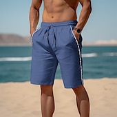 baratos Feriado-Homens Calção Shorts de verão Shorts de praia Com Cordão Cintura elástica Perna reta Retalhos Conforto Respirável Comprimento do joelho Casual Diário Feriado Moda Estilo Clássico Branco Azul