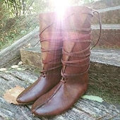 billiga Sko-Medeltida kostymer Renässans Skor Platta jazzstövlar Pirat Krigare Riddare Viking Korsfarare Maskeradkläder Herr Unisex Keltiskt Pirat Halloween Maskerad Prestanda Fest / afton LARP Vuxna Skor