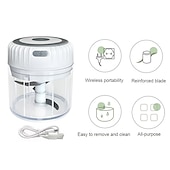 halpa Keittiökoneet-250 ml mini sähköinen valkosipulin silppuri inkiväärimurskain kone chilivihannesmurskain keittiötyökalu tukeva kestävä usb-lataus