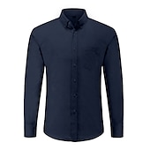 cheap Men&#039;s Oxford Shirts-Men&#039;s Dress Shirt Button Down Shirt Collared Shirt Oxford Shirt Graphic Prints Wedding Party Black White Red Navy Blue Long Sleeve Square Neck All Seasons Clothing Apparel Pocket