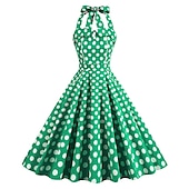 olcso Ruhák-Retró 1950-es Rockabilly A-Line ruha Swing ruha Pánt Pöttyös Női Álarcos mulatság Alkalmi / Napi Lánybúcsú Felnőttek Ruha Hazatérő ruhák Tavaszi nyár