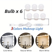economico Striscie luci USB-10 lampadine 3 colori led make up mirror lampadine usb vanity specchio per il trucco luci bagno toilette illuminazione dimmerabile lampada da parete a led