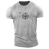 abordables T-shirt graphique pour hommes-Homme Impressions Graphiques Boussole T-shirt T-shirt graphique 100% Coton Manche Courte Graphique Chemise Noir Vert Véronèse Gris foncé T-shirt confortable Extérieur Rue Vêtements de créateurs de