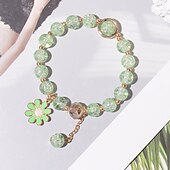 abordables Bracelets et bracelets rigides-Bracelet de perles Femme Classique Fleur Mode Le style mignon Personnalisé Elégant Bracelet Bijoux Blanche Jaune Rose Claire Rond pour Soirée sport Vacances Rendez-vous Festival