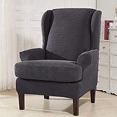 abordables Cubierta de sillón y silla sin brazo-Funda de sillón con respaldo alto, funda de sillón elástica, funda de sofá con funda de cojín en T, color liso, burdeos, rojo, suave y duradera