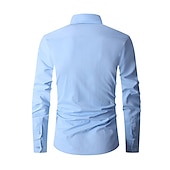 preiswerte Businesshemden für Herren-Herren Hemd Kleidhemd Einfach Büro &amp; Karriere Hochzeitsfeier Hellblau Schwarz Weiß Marineblau Langarm Revers Sommer Bekleidung