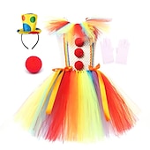 billige Barnekostymer-Burlesk / Klovn Pennywise Karnevalskostyme Kjoler Cosplay kostyme Maskerade Drakter Jente Barne Fest Maskerade Karneval Barnas Dag Enkelt karnevalskostyme