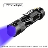 cheap Flashlights-Zoomable UV Flashlight with Clip - Waterproof Torch in Red, Blue, Green &amp; Purple Black Light for Fluorescent Detection &amp; Camping