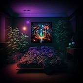 זול שטיחי קיר של Blacklight-trippy magic mushroom blacklight שטיח שטיח uv reactive glow party neon misty mushroom פסיכדלי תלוי שטיח קיר אמנות קיר ציור קיר לחדר שינה בסלון