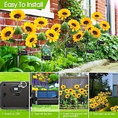 abordables Éclairage au sol-3-en-1 tournesol lumières solaire extérieur led cour parc décoration tournesol sol insertion atmosphère lumière pelouse imitation lampadaire pelouse lampe