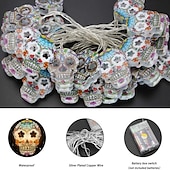 economico Luci di Halloween-Stringa Luminosa Di Halloween Teschi Dimmerabile Impermeabile Jack-o-lantern Luci Di Decorazione Per Feste Di Halloween 6m 40leds