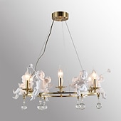 baratos Estilo Vela-candelabro de vela de fazenda anjo 3/6-luz 55/70 cm para sala de estar, luminária de teto pingente industrial rústica, luminária de teto vintage para quarto corredor cozinha sala de jantar foyer