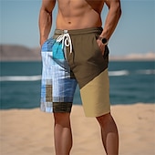 cheap Men&#039;s 3D Sweat Shorts-Men&#039;s Color Block Patchwork Graphic Prints Sweat Shorts Beach Shorts Terry Shorts Mid Waist Casual Athleisure Daily Holiday Streetwear Drawstring Elastic Waist 3D Print Designer Clothing Apparel