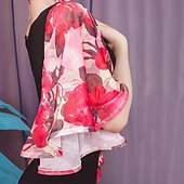 abordables Tenues de danse de salon-Danse de Salon Robe Imprimé Plissé Fantaisie Femme Utilisation Soirée manche longue Polyester Maille