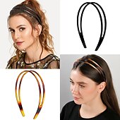 abordables Accesorios para el peinado del cabello-1 diadema de plástico para mujer, antideslizante, de doble fila, con peine de dientes, diadema antideslizante para el pelo, bandas para el pelo con dientes finos, accesorio para el pelo simple y