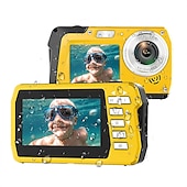 cheap Camera &amp; Photo-4K30FPS Waterproof Camera 56MP Underwater Cameras UHD Video Recorder Selfie IPS Dual Screens(3/2) 10FT Waterproof Digital Camera for Snorkeling on Vacation 1700mAh